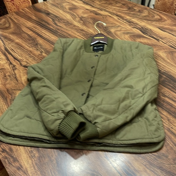 Madewell military quilted olive green jacket small never worn snap front $50 - Picture 4 of 6